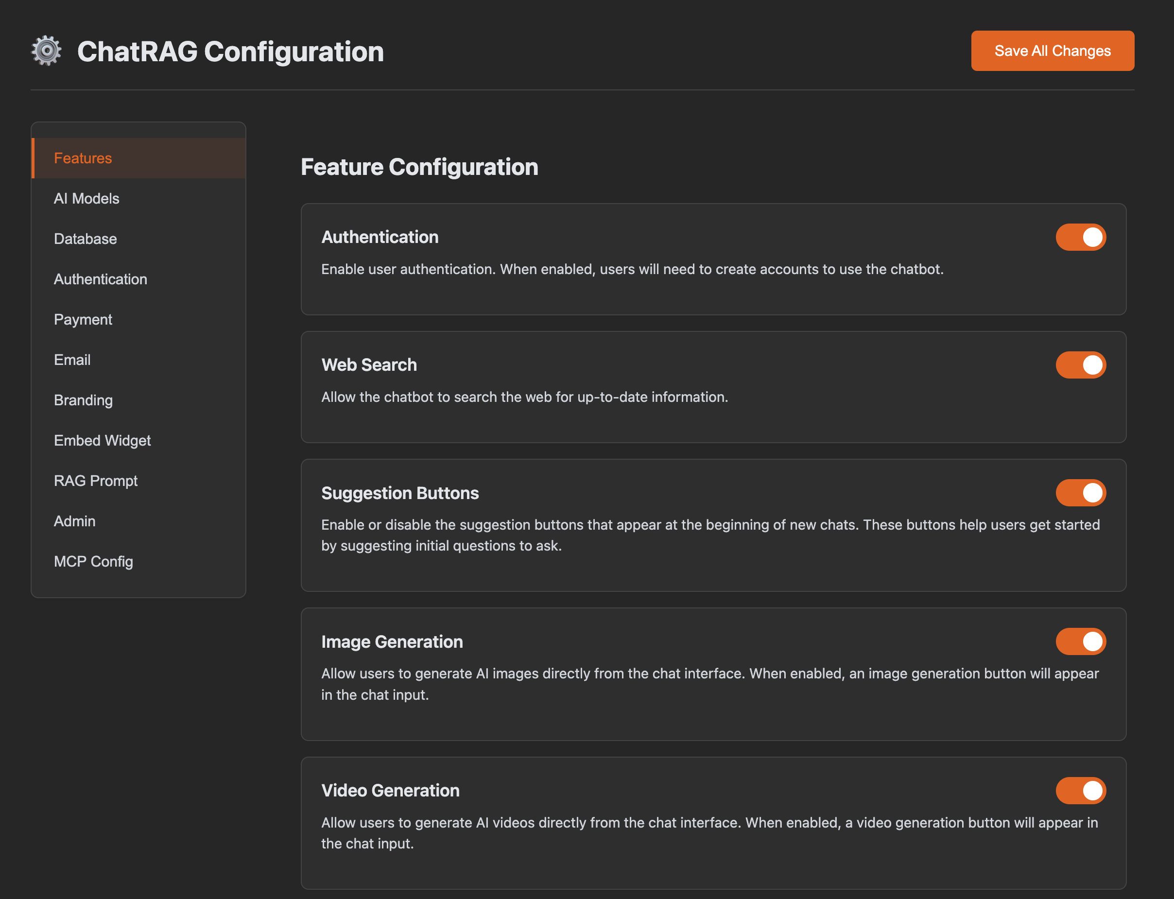 Developer Dashboard - Complete configuration control without coding